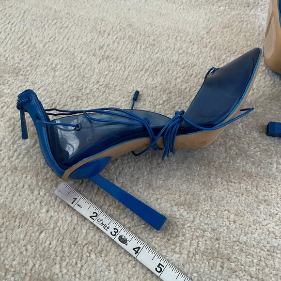 Aldo Blue Clear Pointed Toe D'Orsay Strappy Corset High Heels Shoes 9 - Picture 9 of 9